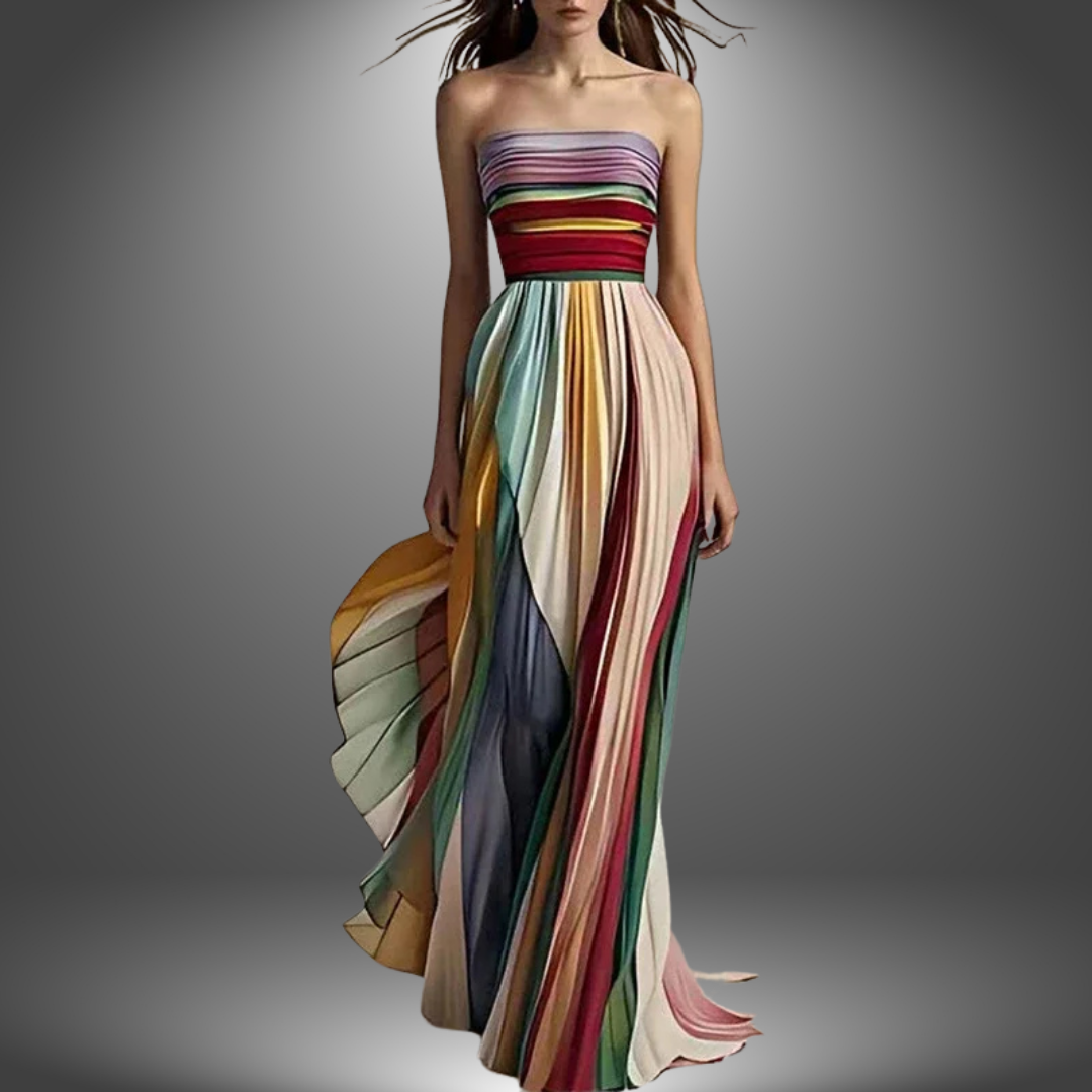 Abigail | Strapless Colorful Maxi Dress