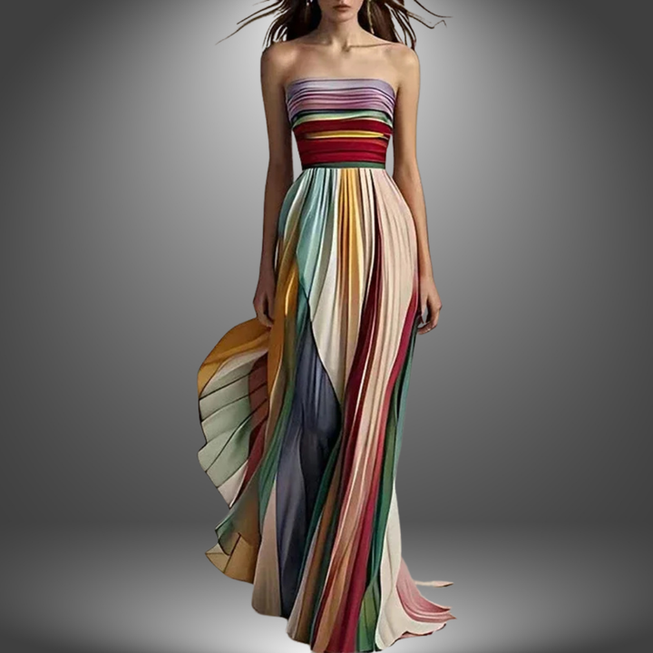Abigail | Strapless Colorful Maxi Dress