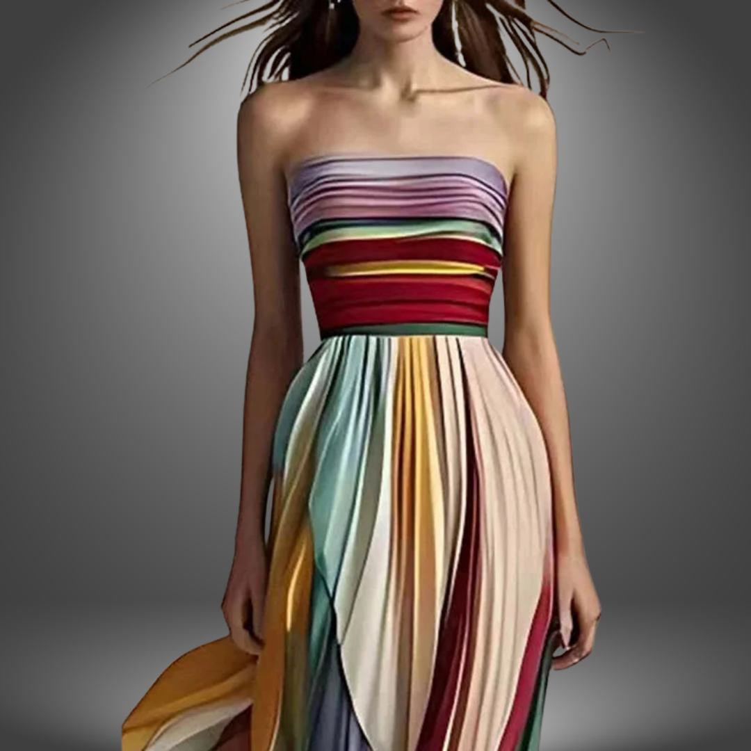 Abigail | Strapless Colorful Maxi Dress