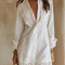 Bohemian Eyelet Hem Resort White Shirt Mini Dress