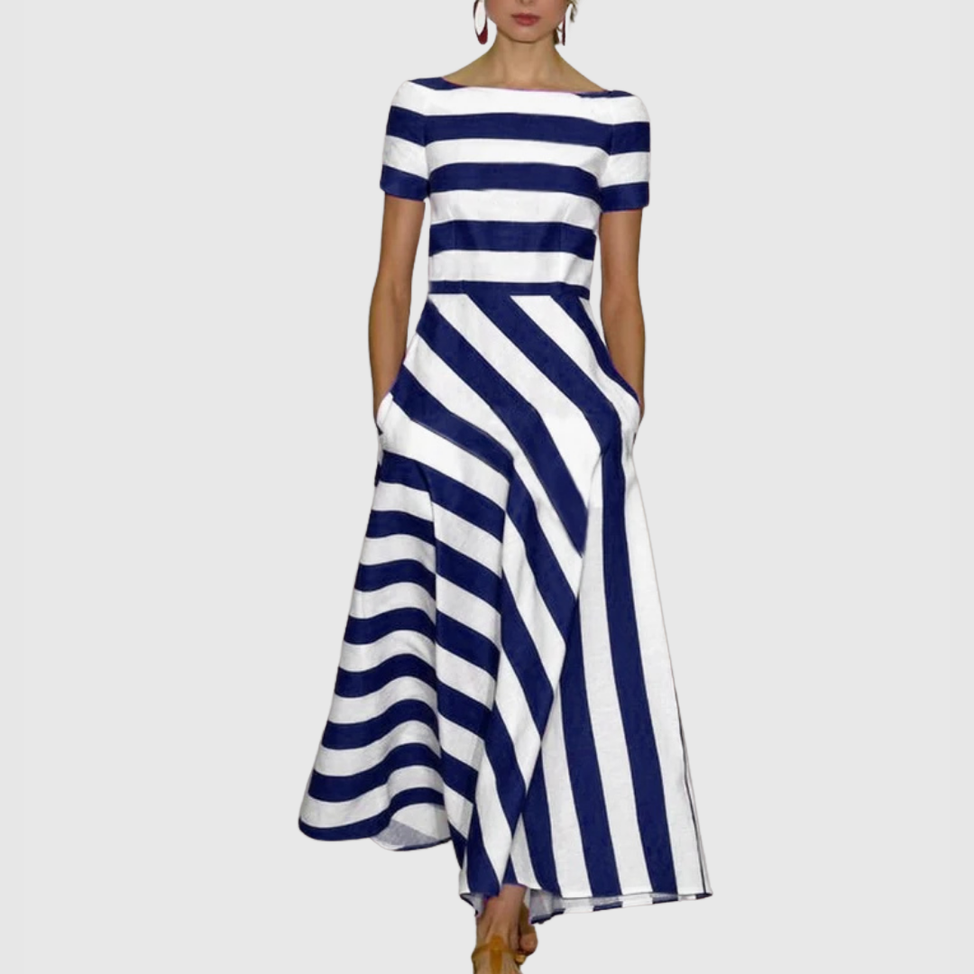 Madeline | Striped Off-Shoulder Maxi Dress