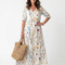 Sylvie | Botanical Print Tassel Tie Midi Dress