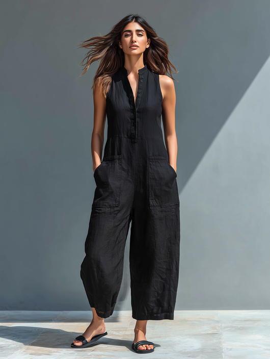 Linda | Fluid Long Jumpsuit with Pockets
