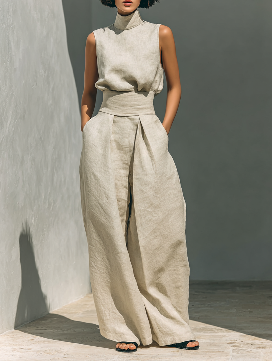 Maria - Sleeveless Linen Set