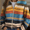 Yseult™ | Multicolor Zigzag Striped Knit Cardigan