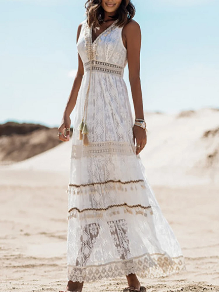 Emerson | Vintage Tassel Drawstring Boho Dress