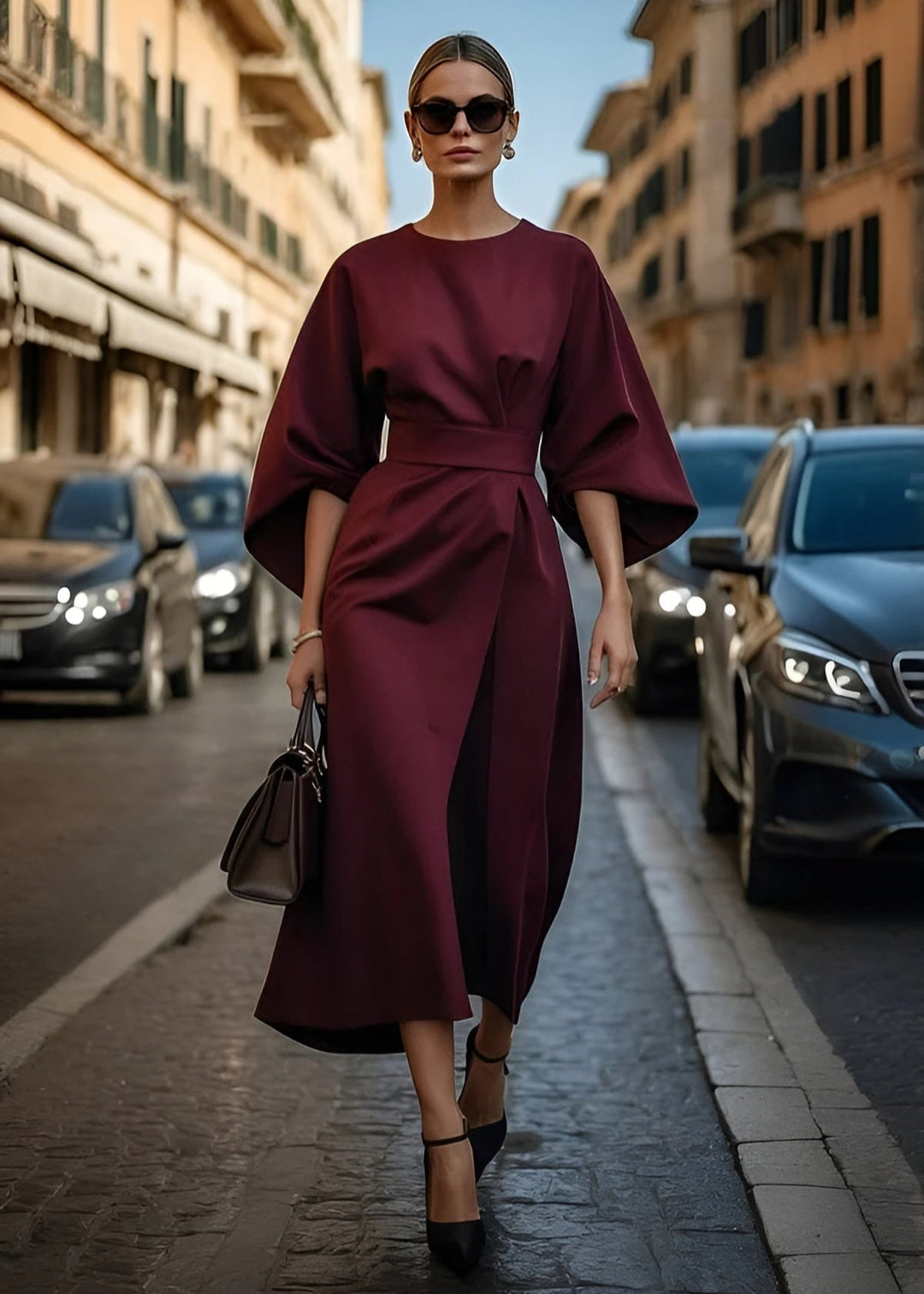 Neve | Flowy Belted Maxi Dress