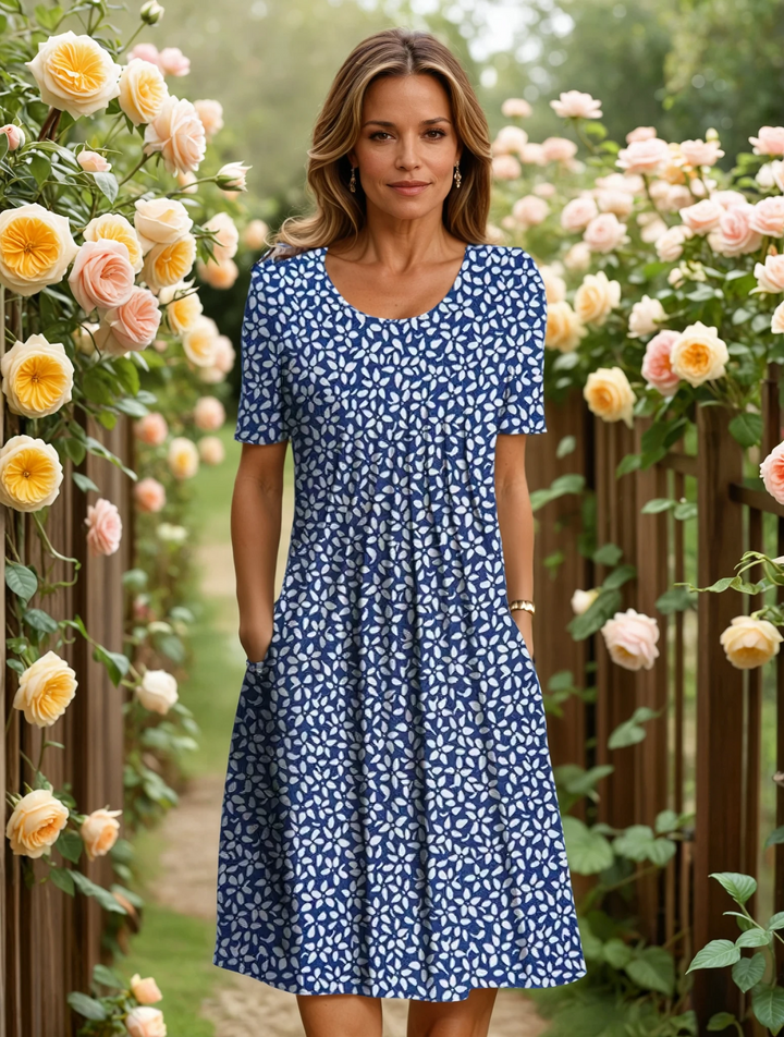 Emelia | Elegant Floral Dress with Tummy Coverage