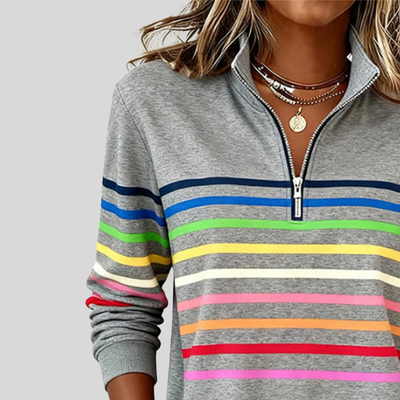 Prismette™ | Colourful Striped Quarter-Zip Sweatshirt