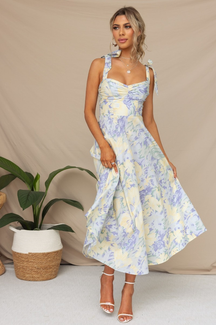 Kira | Printed Midi Dress with Straps