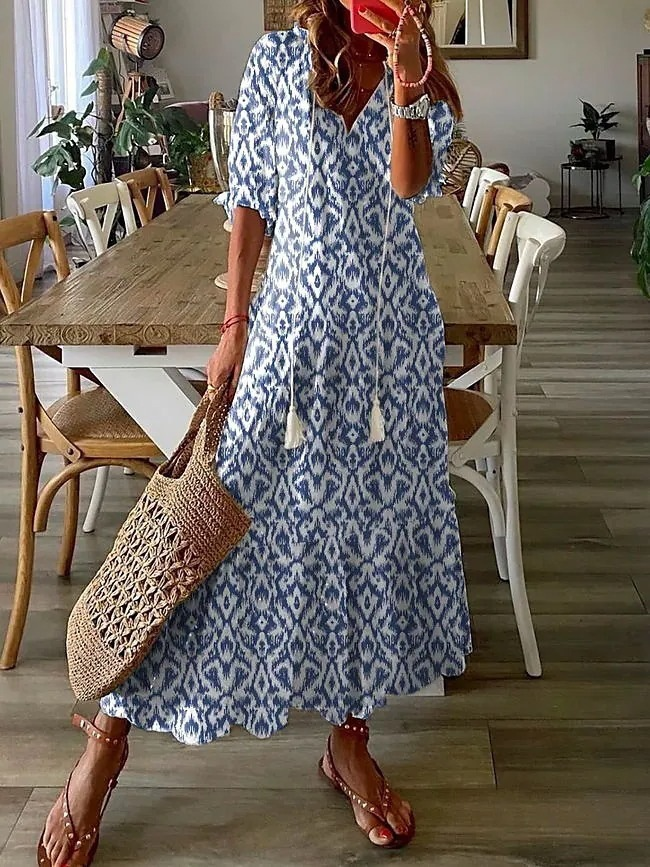 Evie | Boho Maxi Dress with Tummy-Flattering Fit