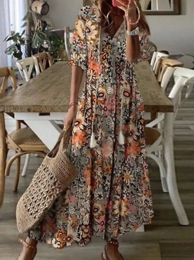 Evie | Boho Maxi Dress with Tummy-Flattering Fit