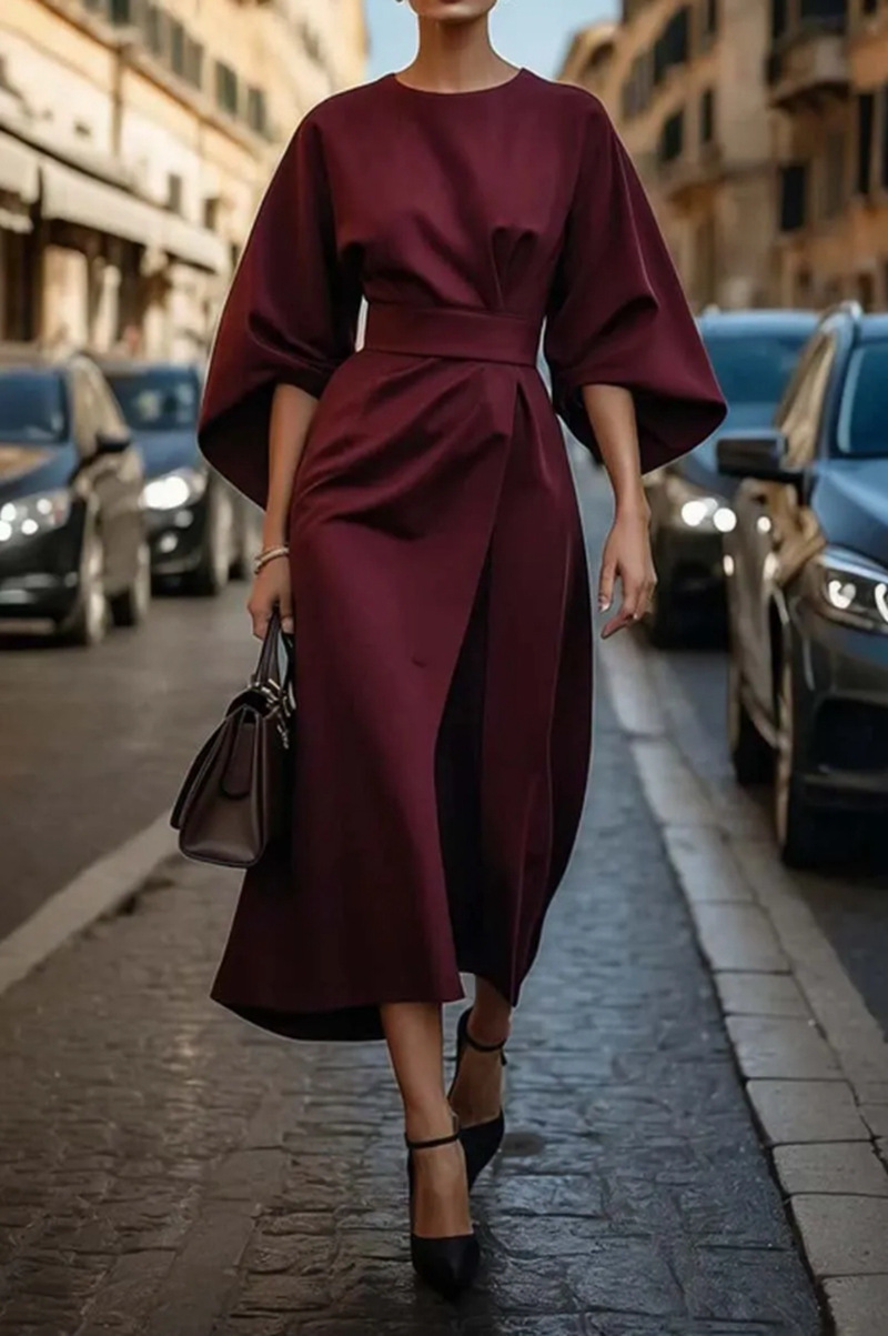Neve | Flowy Belted Maxi Dress