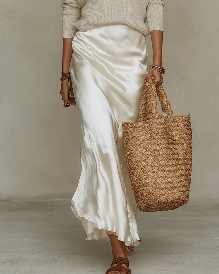 Brisa Satin Midi Dress with Matching Sweater