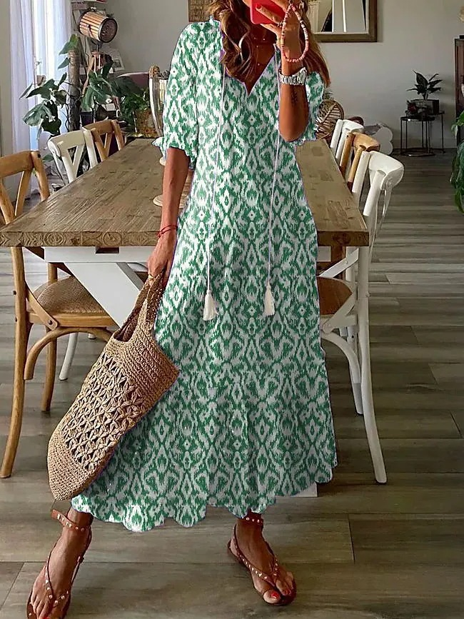 Evie | Boho Maxi Dress with Tummy-Flattering Fit