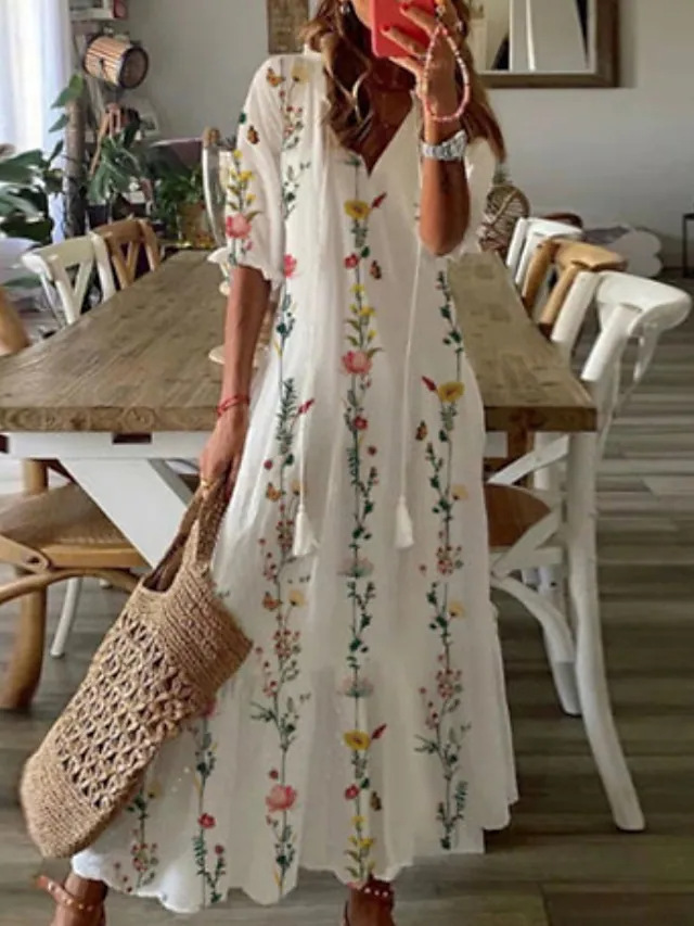 Evie | Boho Maxi Dress with Tummy-Flattering Fit