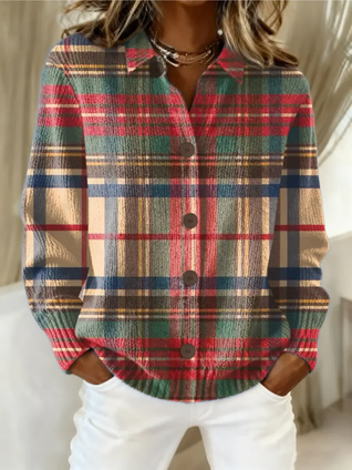 Gloria | Multicolor Plaid Button Cardigan