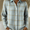 Clara | Sky Plaid Button Knit