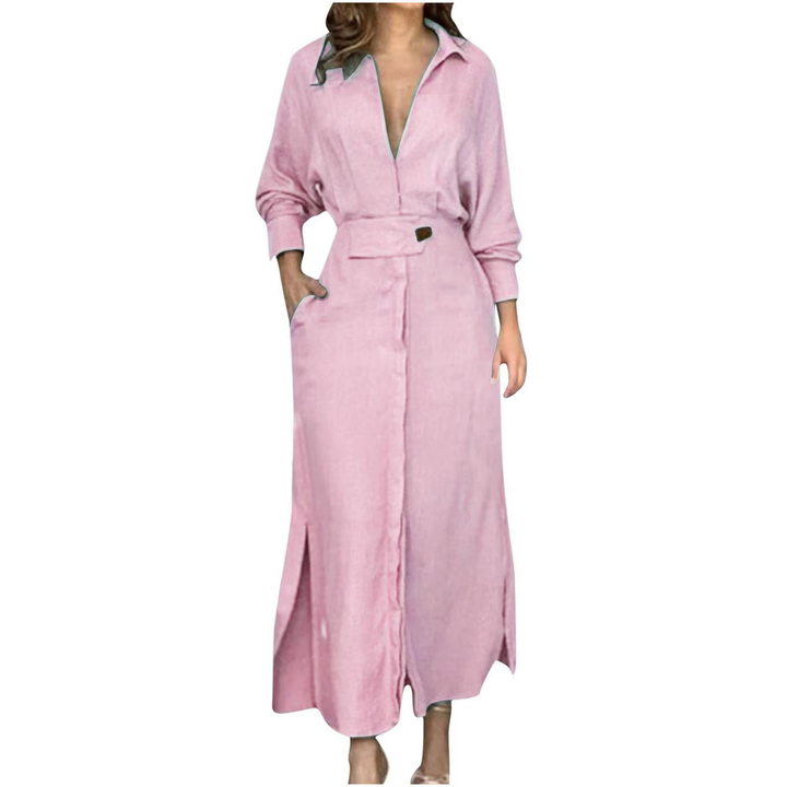 Yara | Elegant Linen V-Neck Maxi Dress