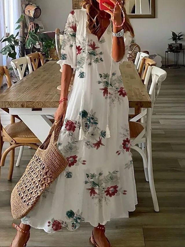 Evie | Boho Maxi Dress with Tummy-Flattering Fit