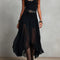 Black Sleeveless Tank Top With Tulle Skirt Maxi Dress (with belt)