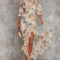 Beige Turtleneck Oil Painting Floral Print Irregular Chiffon Maxi Dress
