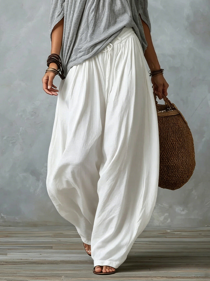 Ella | Top White Off-the-shoulder and Wide Lantern Pants Set