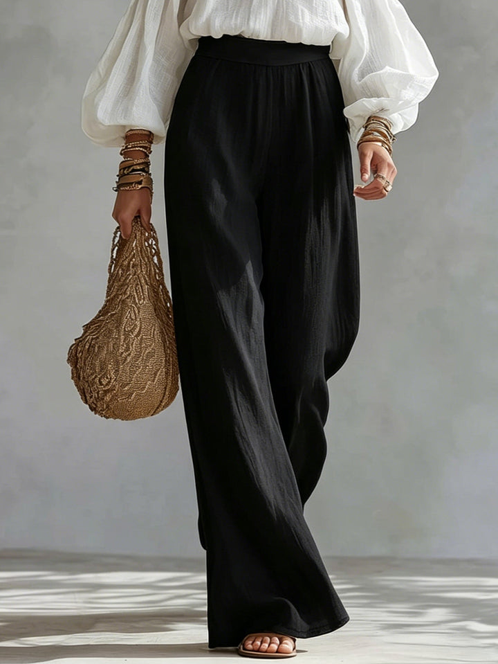 Wilma | White Off-the-Shoulder Tank Top and Black Wide-Leg Pants