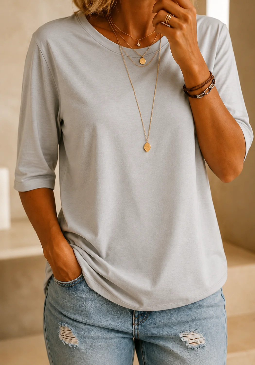 Claire™ - Relaxed Everyday Half-Sleeve Tee