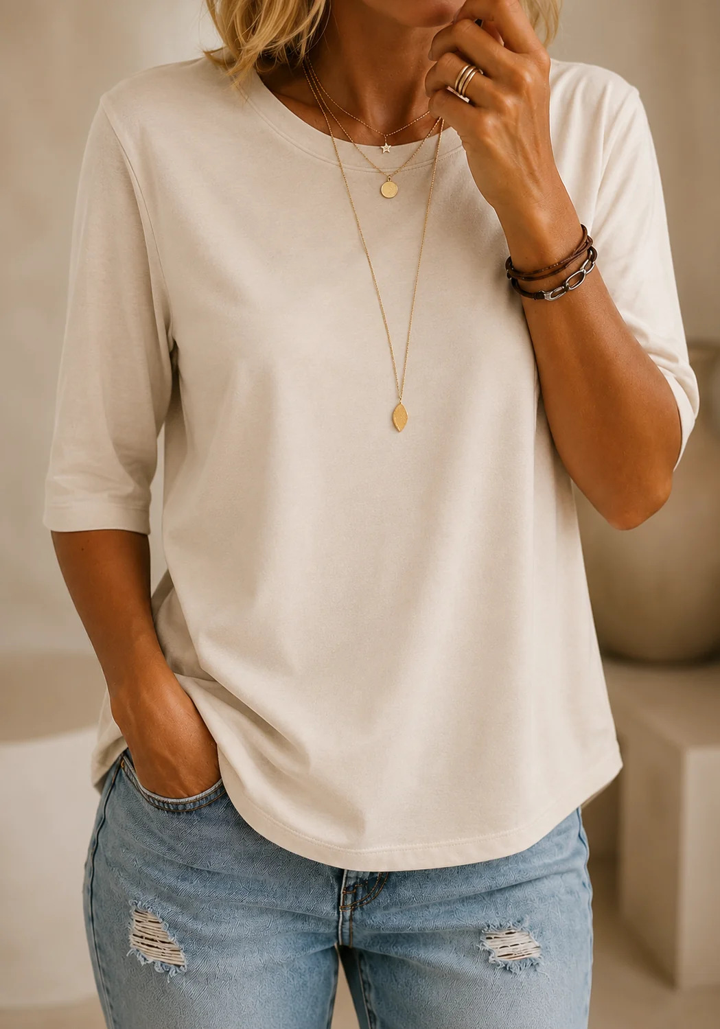 Claire™ - Relaxed Everyday Half-Sleeve Tee