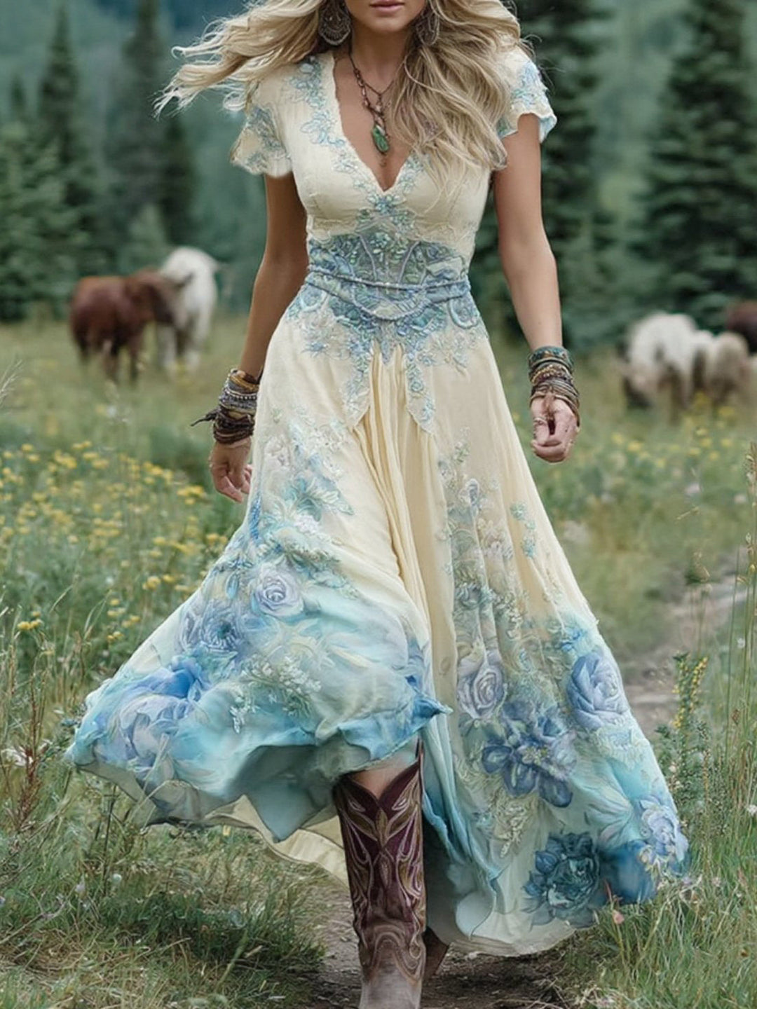 Kelly | Gradient Floral Maxi Dress