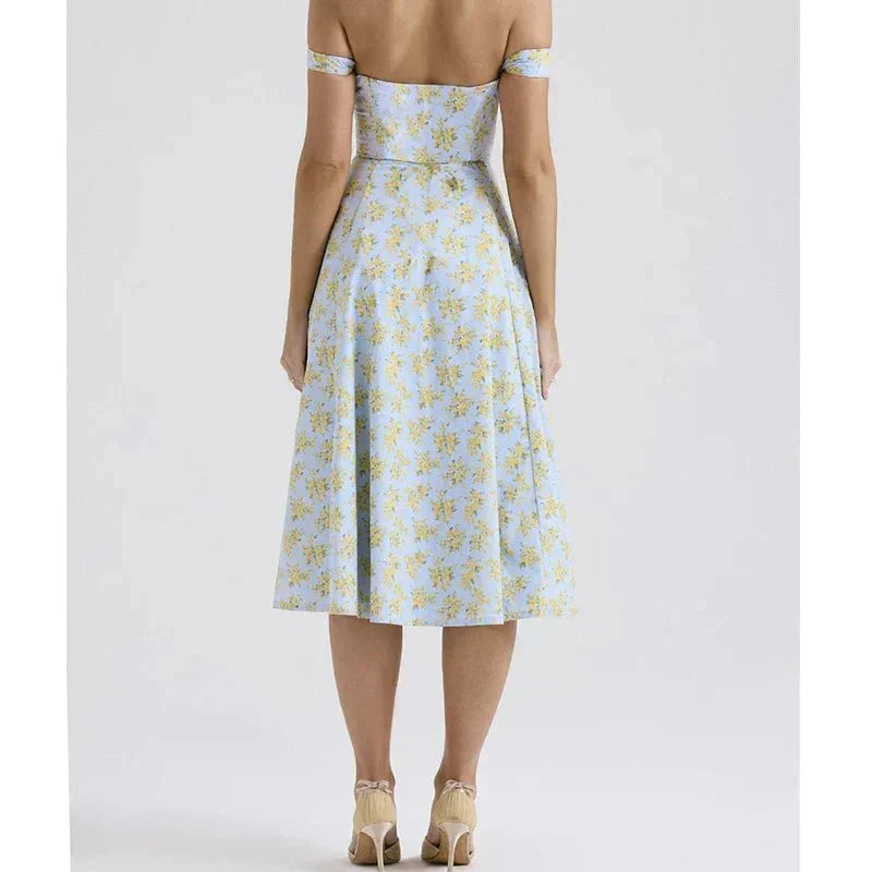 Freya | Floral Corset Midi Dress