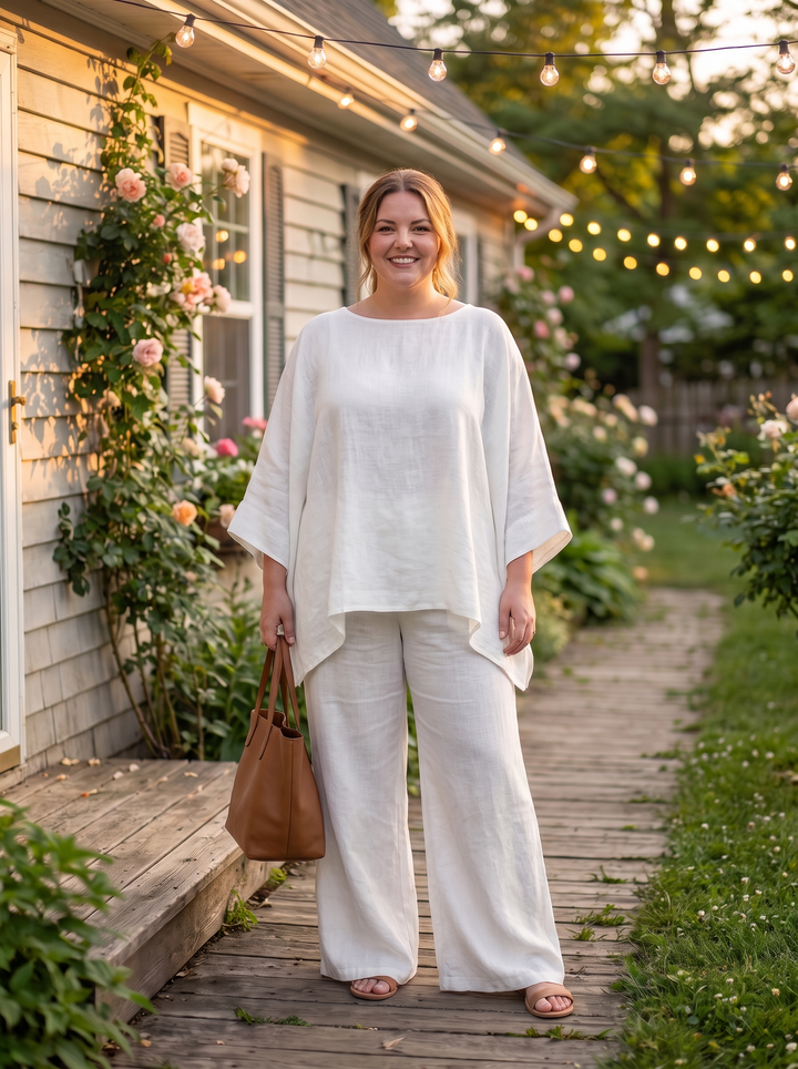 Cristina | Two-Piece Set with Long Sleeves and Wide-Leg Pants