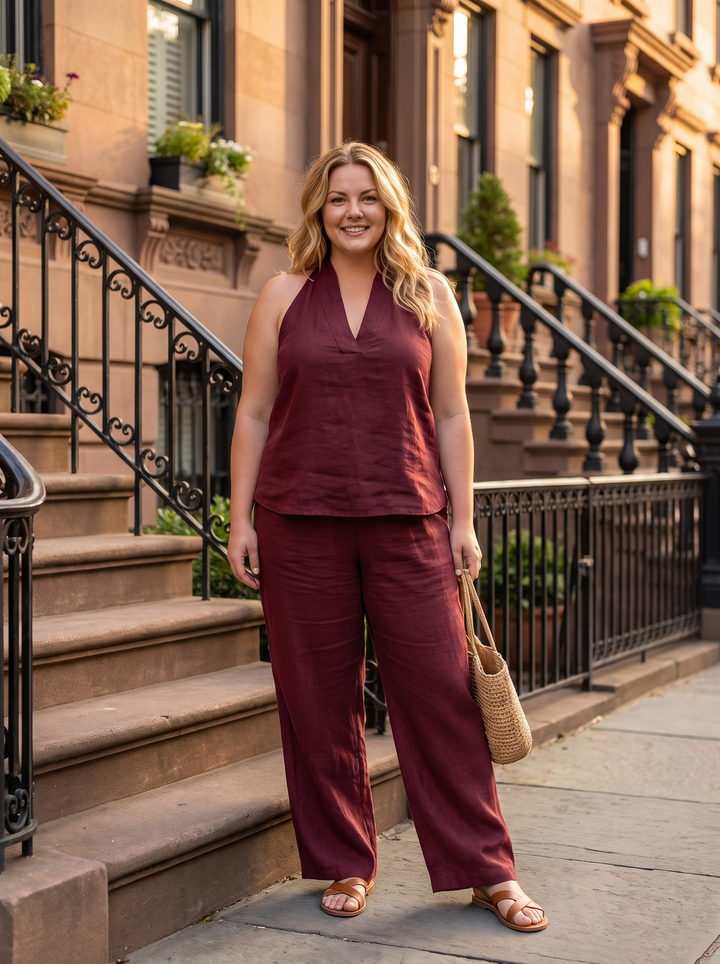 Ainhoa | Two-Piece Set with Linen Texture