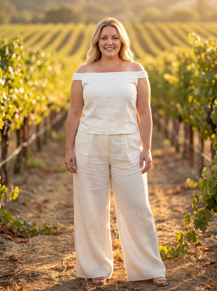 Flor™ | Minimalist Tank Top and Wide-Leg Pants Set in Cotton and Linen for Women
