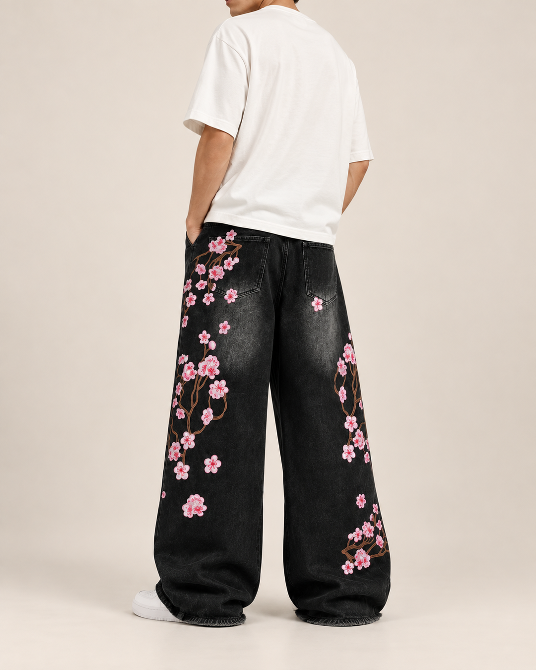 Sakura Embroidered Baggy Jeans
