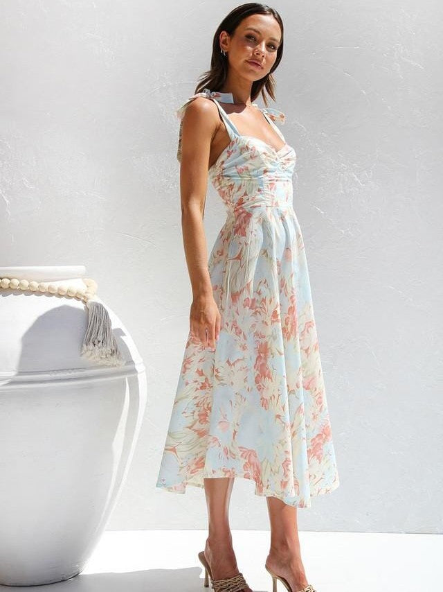 Kira | Printed Midi Dress with Straps
