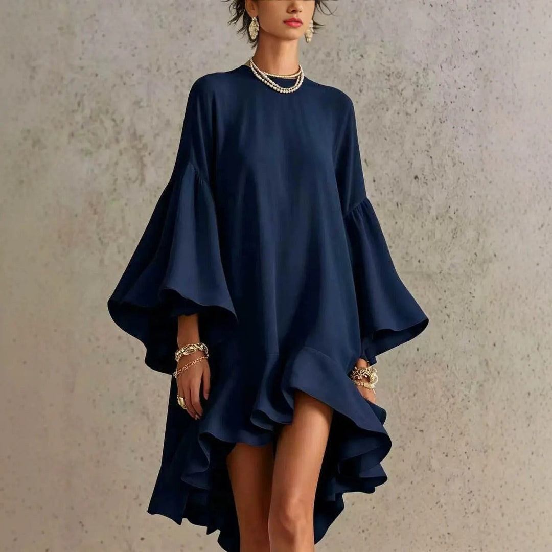 Amelia Elegant Dress with Ruffles and Asymmetrical Hem