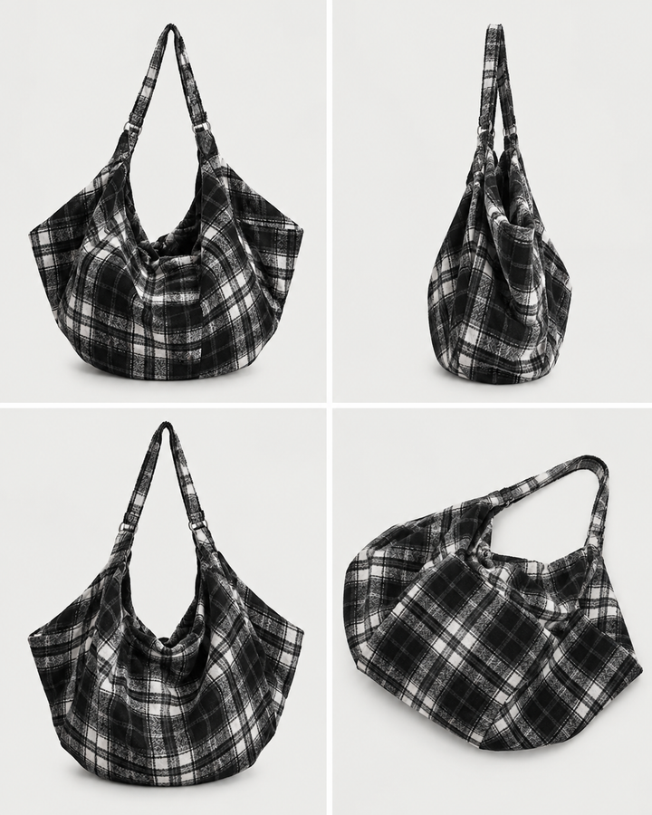 Mila Oversized Check Tote Bag