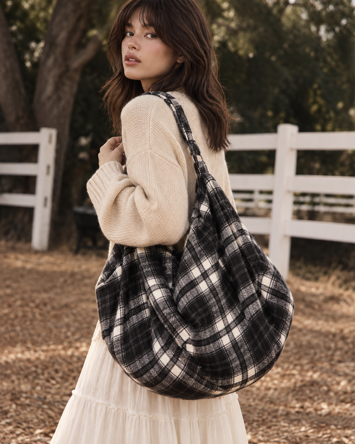 Mila Oversized Check Tote Bag